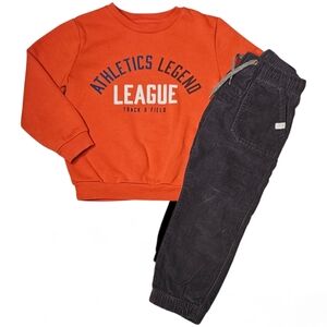 Boys Orange Athletic Sweatshirt & Pant Set Size 4T / 4-5Y